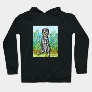 Dog portrait of black Labrador Retriever watercolor painting Hoodie